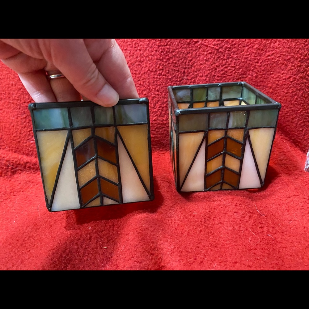 Rare-PartyLite Stained Glass Artisan Votive holder